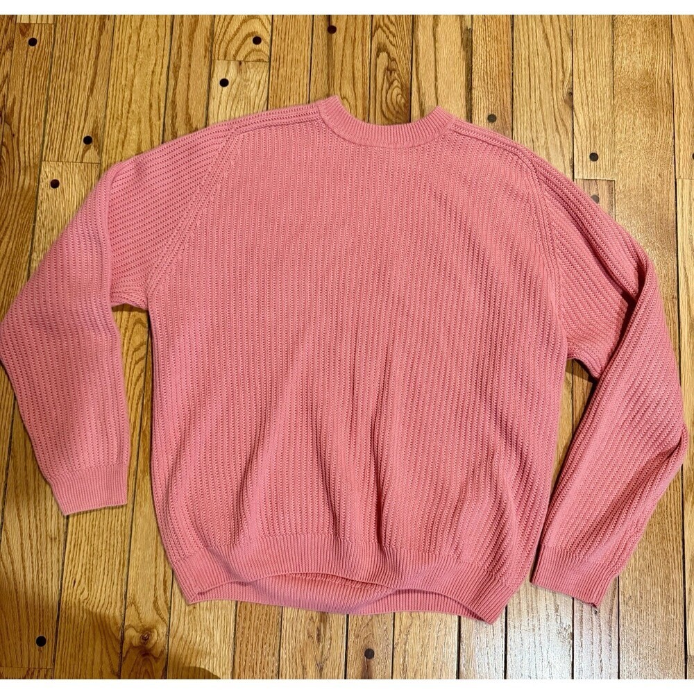St Johns Bay Pink Ribbed Sweater Womens Medium Raglan Sleeve Cozy Pullover - Picture 1 of 8